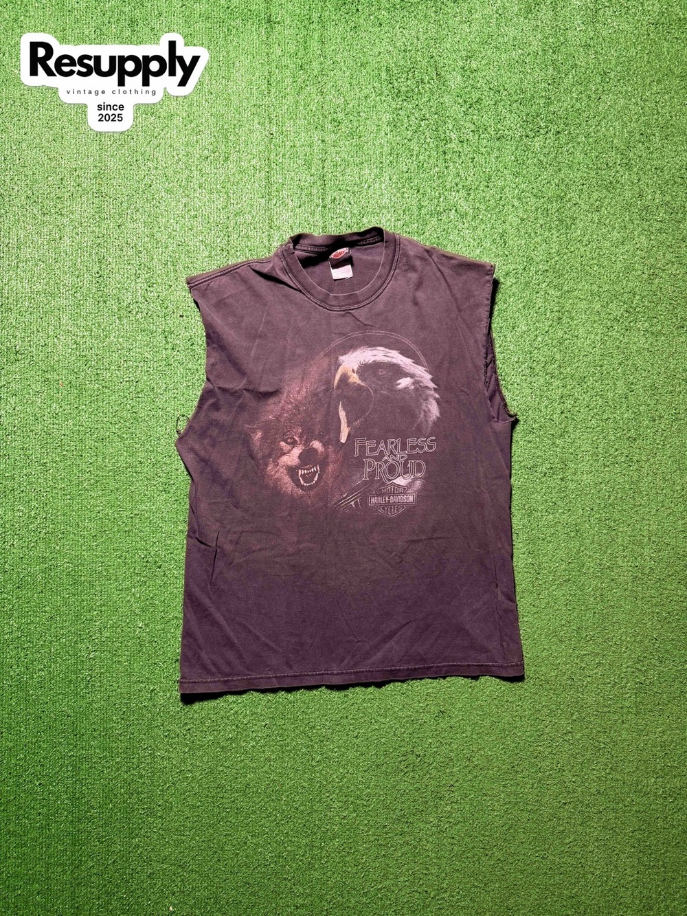 90s Harley Davidson Eagle Wolf Fearless Tee Men’s Size Large